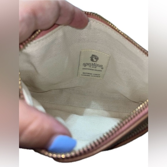 Spartina 449 Garden House Tassel Wristlet, Leather and Canvas, NWOT - Picture 3 of 11